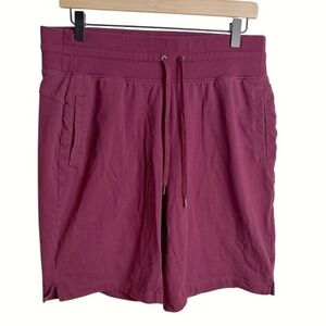 Tek Gear Women Burgundy Drawstring Lounge Shorts L Maroon Sweat Athletic Pockets